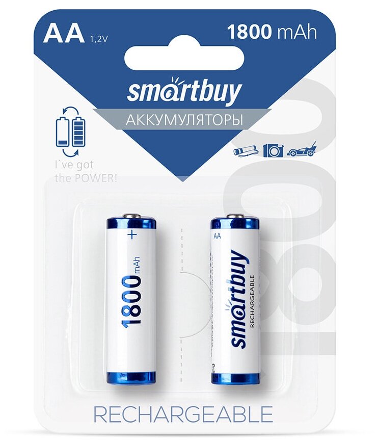 Аккумулятор NiMh Smartbuy AA/2BL 1800 mAh (24/240) (SBBR-2A02BL1800)