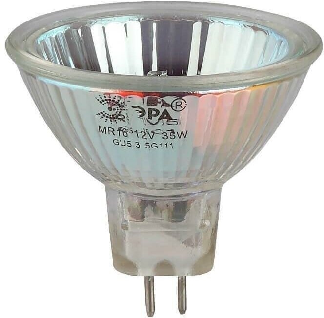 Лампа галогенная ЭРА GU5.3 50W 3000K прозрачная GU5.3-MR16-50W-12V-CL C0027358