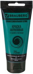 BRAUBERG Краска акриловая художественная Classic (профессиональная серия), 75 мл виридоновая зеленая