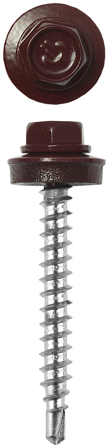Кровельные саморезы для деревянной обрешетки ЗУБР СКД Профессионал темно-красный 80 х 4.8 мм 140 шт. 4-300315-48-080-3005 - фотография № 1