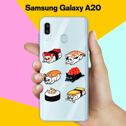 Силиконовый чехол Суши-собачки на Samsung Galaxy A20 силиконовый чехол суши собачки на honor 9a