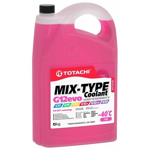 Жидкость охлаждающая низкозамерзающая TOTACHI MIX-TYPE COOLANT Pink -40C G12evo 5кг