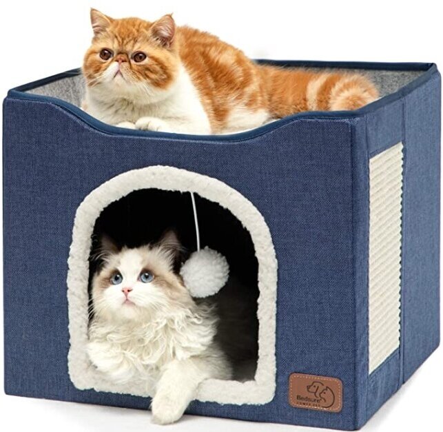 Домик - лежанка для кошек и собак ZooWell 3в1 складная с когтеточкой и игрушкой - фотография № 1