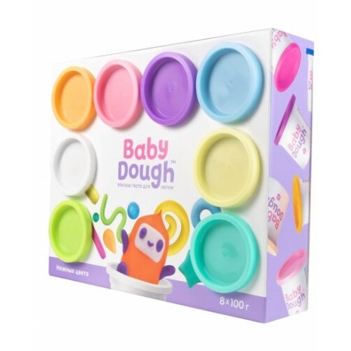 Тесто для лепки Baby Dough , набор 8 цветов, пастельные