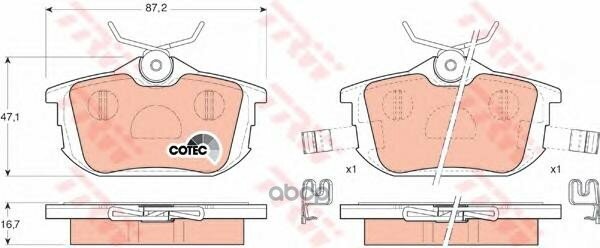 Колодки Зад. volvo S/V40 1.6-2.0 /Mitsubishi Carisma 1.6-1.9Di-D 95-06 Mr205377 TRW арт. GDB1314