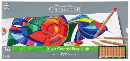 Набор цветных карандашей CretacoloR Megacolor в металлической коробке, диаметр стержня 6,4 мм, 36 цветов