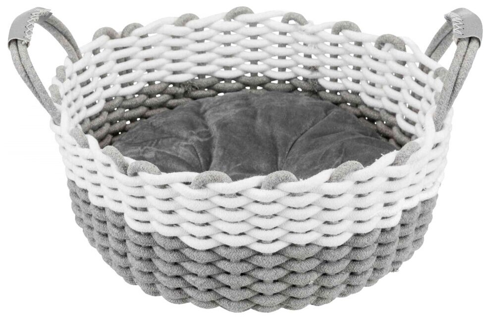 Лежак для собак и кошек Trixie Nabou хлопок ткань серый/белый 45 см (1 шт)