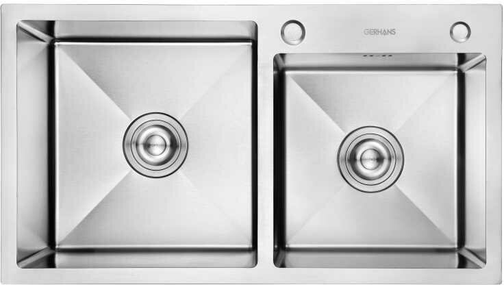 Кухонная мойка премиум двойная 780*430 (1 мм) глубина 22см. нерж. сталь (K37843-S) Gerhans