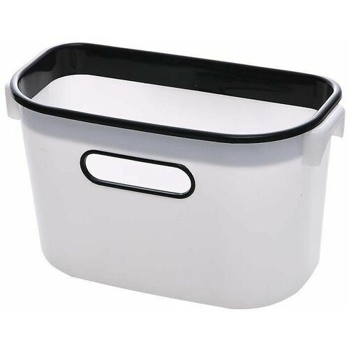 Подвесная корзина для мусора со съемным ободком-держателем пакетов (надверная урна для кухни), 27,5 х 16,5 х 16 см, цвет белый