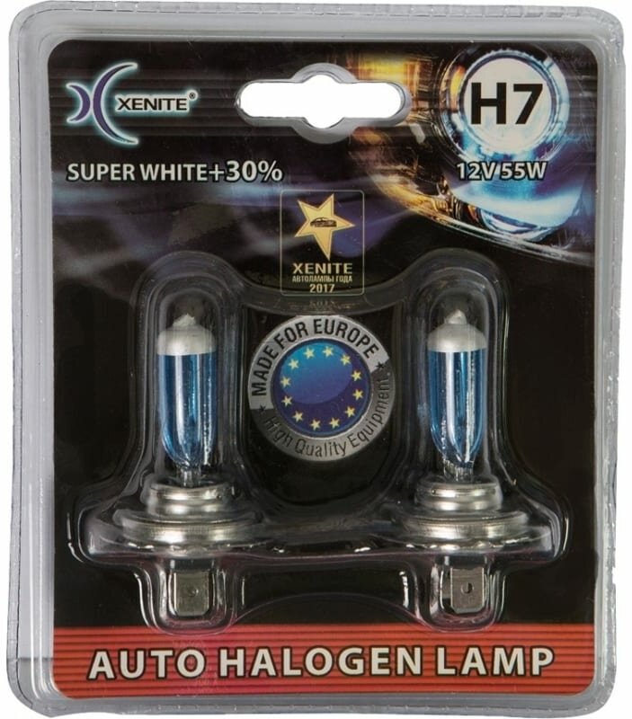 Лампа галогенная XENITE SUPER WHITE 12V H7 55W 2 шт 1007046