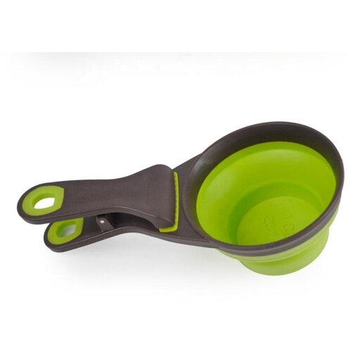 Совок-прищепка ZOOWELL и дозатор для корма S, зеленый, 1 порция (petscoop01green)