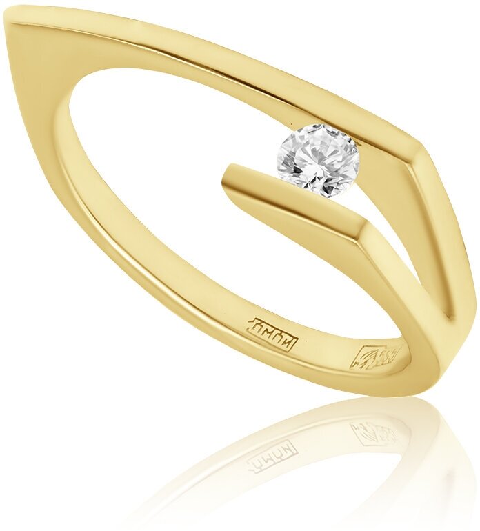 Кольцо помолвочное 1RBC, желтое золото, 585 проба, бриллиант