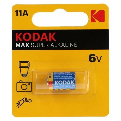 Батарейка алкалиновая Kodak Max Super, 11A (LR11, A11, MN11) -1BL, 6В, блистер, 1 шт. kodak батарейка алкалиновая kodak max aaa lr03 2bl 1 5в блистер 2 шт