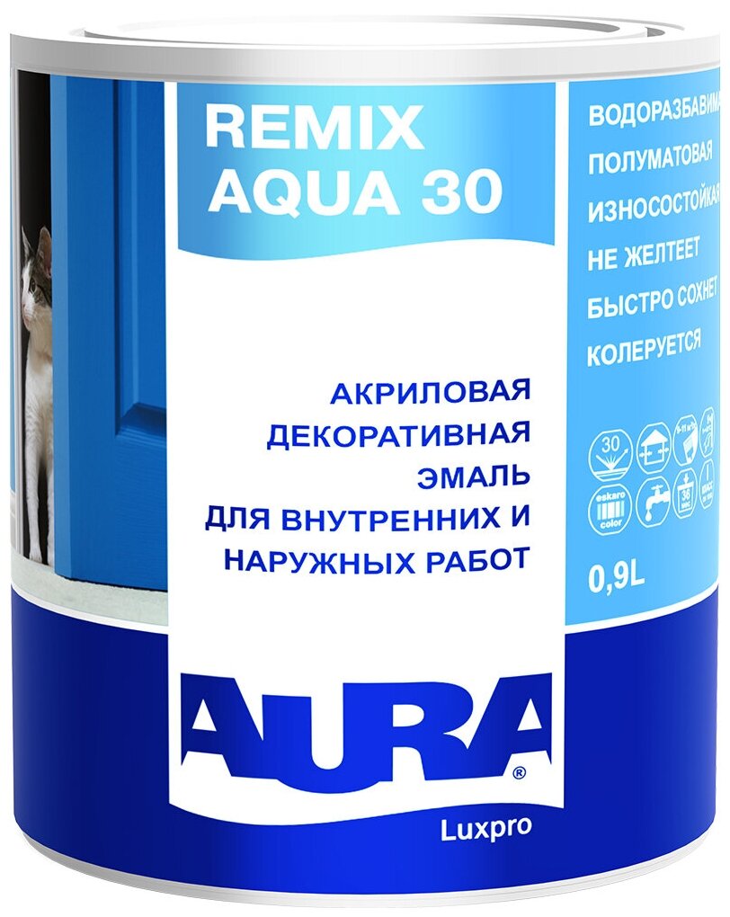 Эмаль AURA Luxpro Remix Aqua 30 ALE001 0.9 л