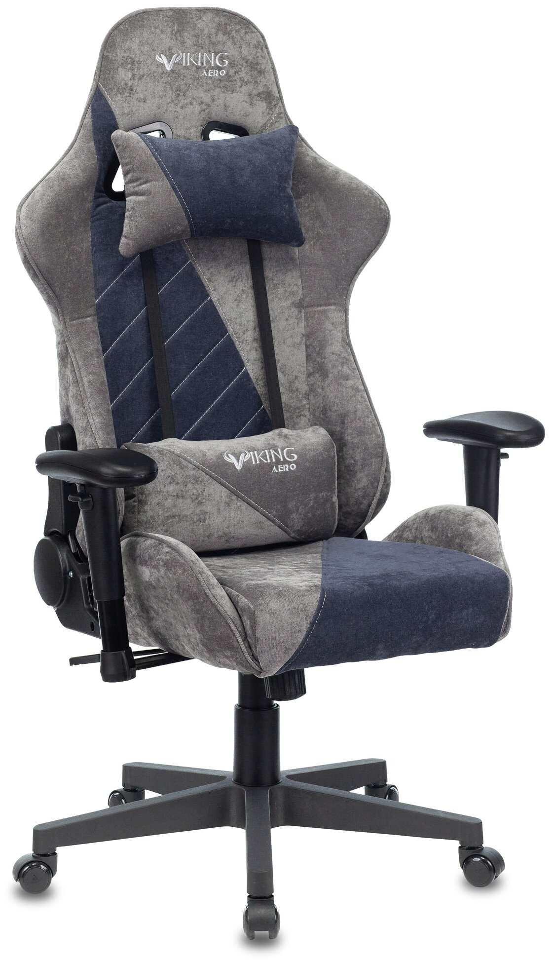Кресло игровое Zombie VIKING X, обивка: ткань, цвет: серый/темно-синий