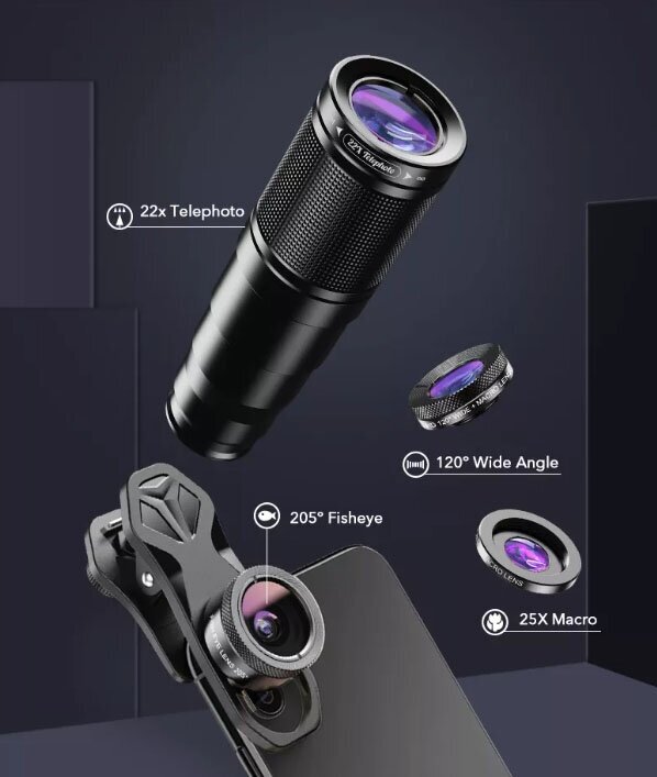 Универсальный набор объективов дляартфонов на прищепке Fotorox FR4