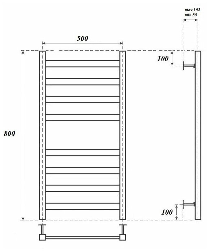 Водяной полотенцесушитель Point Меркурий 80х50 PN83158B матовый - фото №2