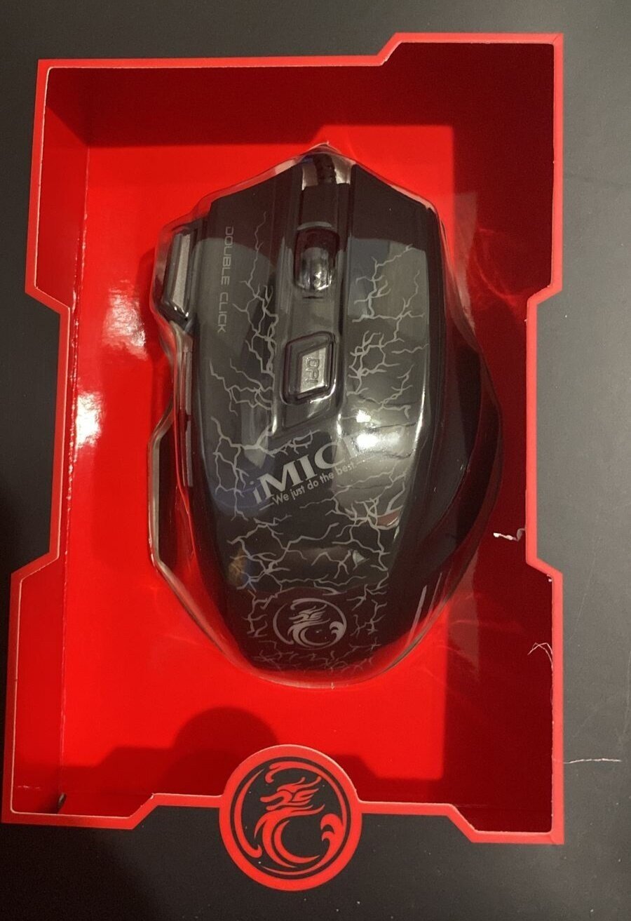 Игровая мышь iMICE А7 для компьютера и ноутбука/проводная/e-sports gaming mouse/светящийся рисунок/черный