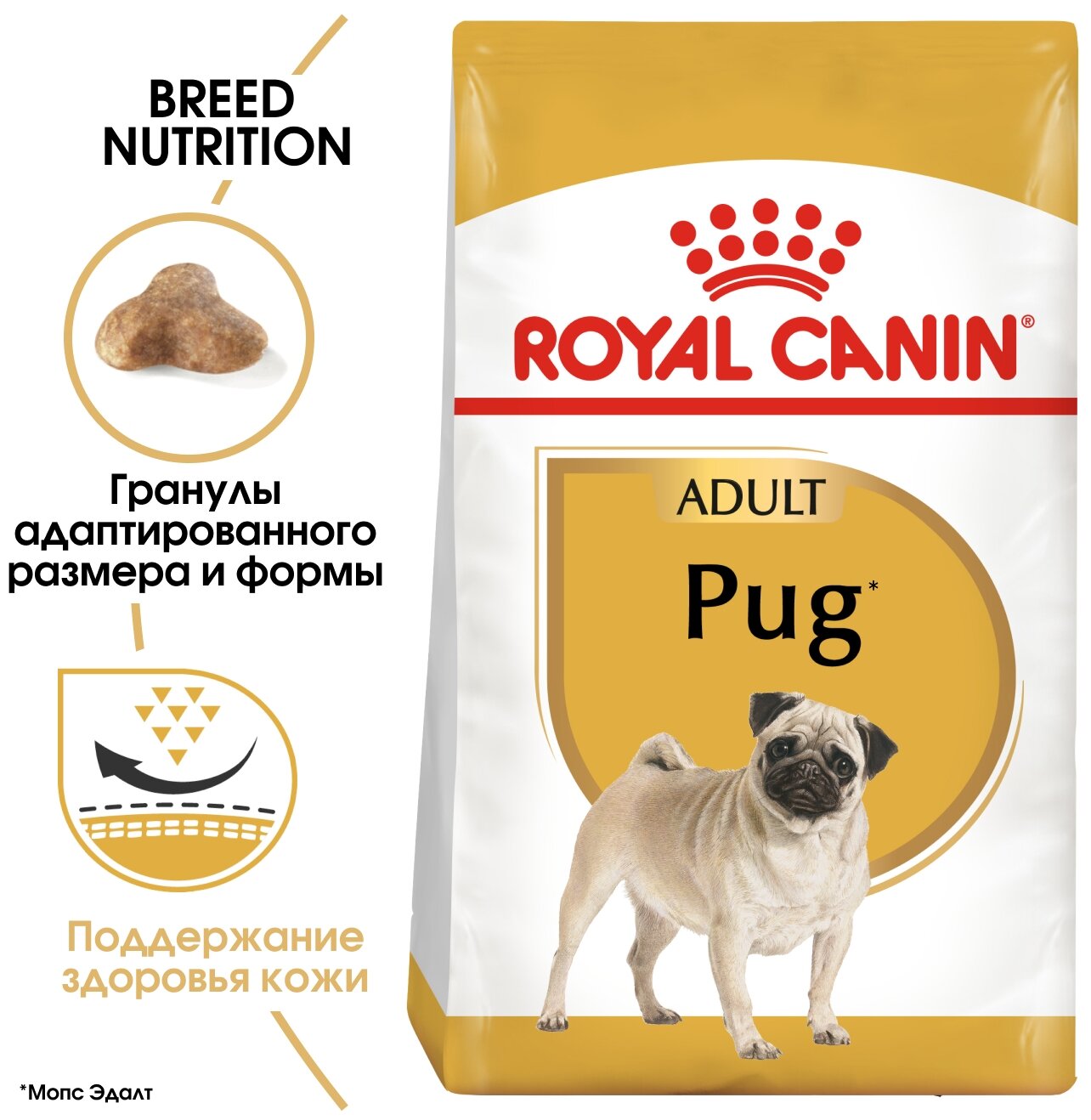 ROYAL CANIN Pug Adult 500 г для собак породы мопс от 10 месяцев