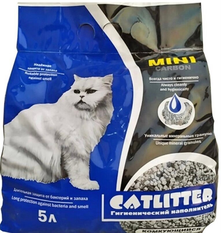 Кэтлитер (Catlitter) 5л carbon mini наполнитель комкующийся д/кошек