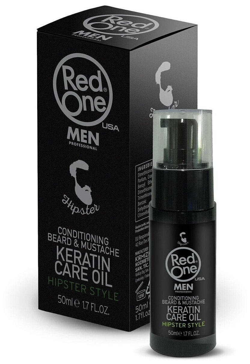 RedOne Масло для ухода за бородой и усами с кератиновым комплексом Beard & Mustache Oil KERATIN 50 мл