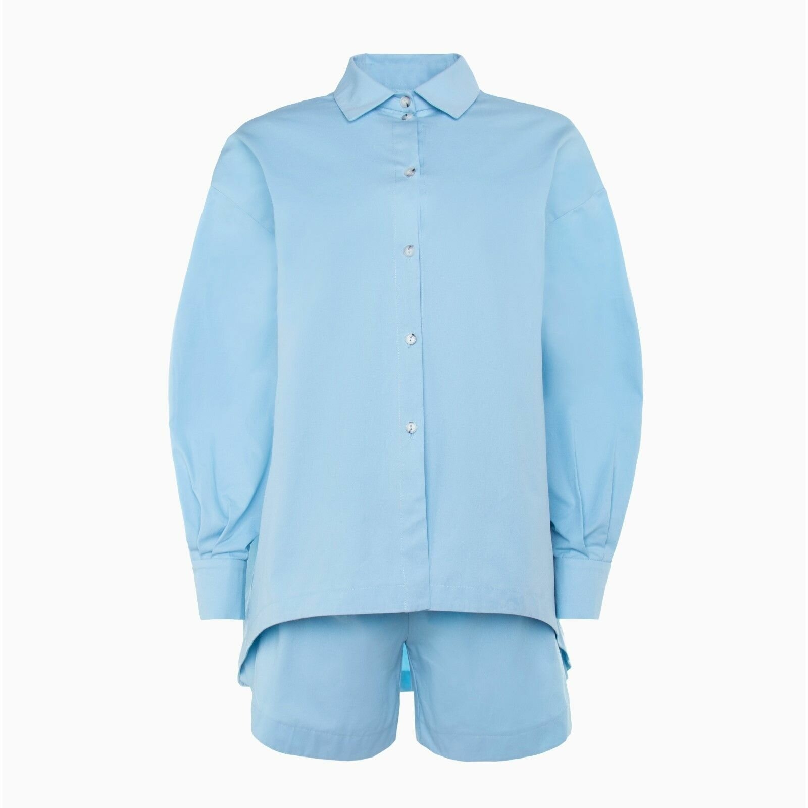 Комплект Minaku, шорты, рубашка, длинный рукав, размер 48, голубой - фотография № 9