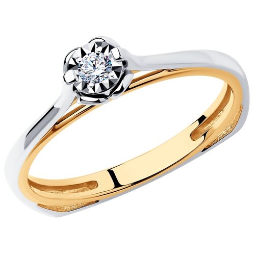 фото Sokolov кольцо из комбинированного золота с бриллиантом 1012171, размер 16.5