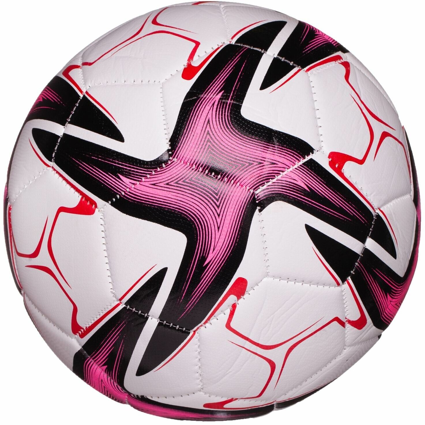 Футбольный мяч Junfa белый с розово-черными звездами 22-23 см L756/розово-черные