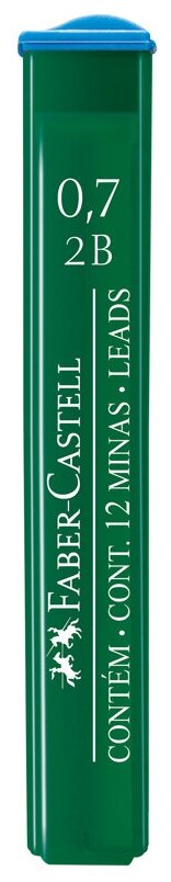Грифели для механических карандашей Faber-Castell "Polymer", 12шт, 0,7мм, 2B