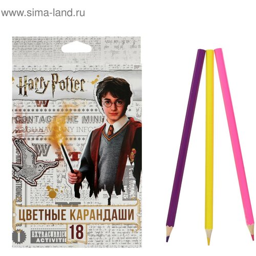Карандаши цветные 18 цветов Гарри Поттер заточенные картонная коробка европодвес 437₽