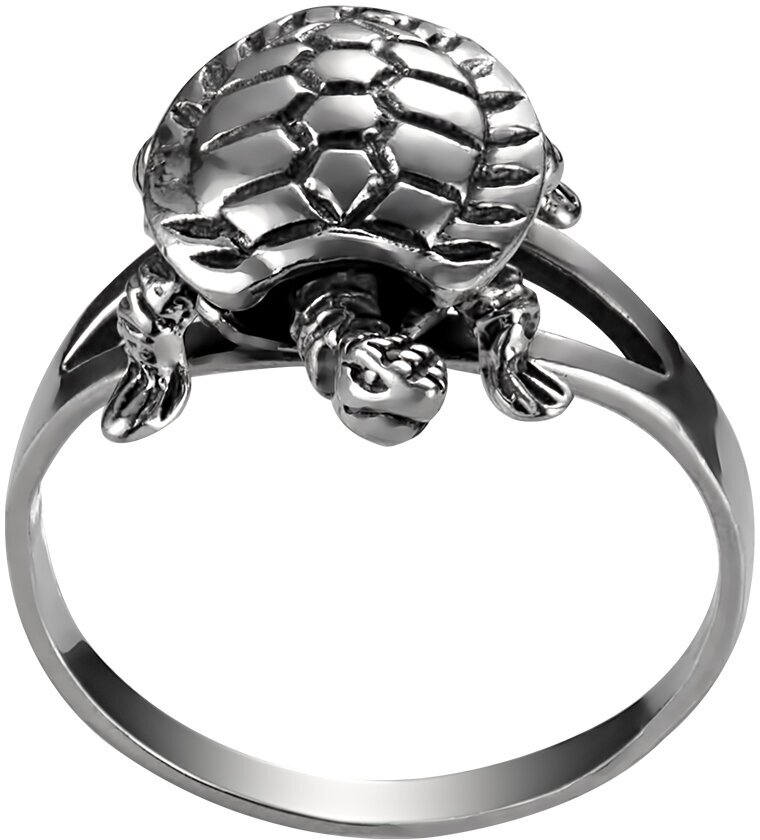 Кольцо Самородок Черепаха, серебро, 925 проба, чернение