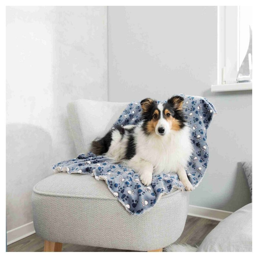Trixie Плед для собак и кошек Taммy синий/бежевый 100х70х1 cм - фото №3