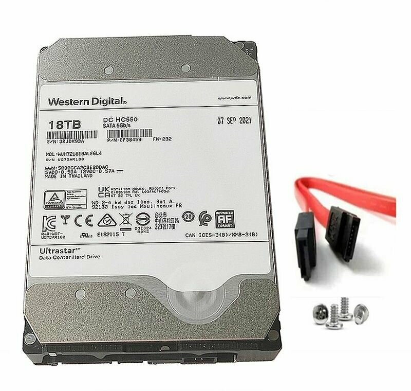 Жесткий диск WD Ultrastar DC HC550 WUH721818ALE6L4, 18ТБ, HDD, SATA III, 3.5" [0f38459] - фото №6