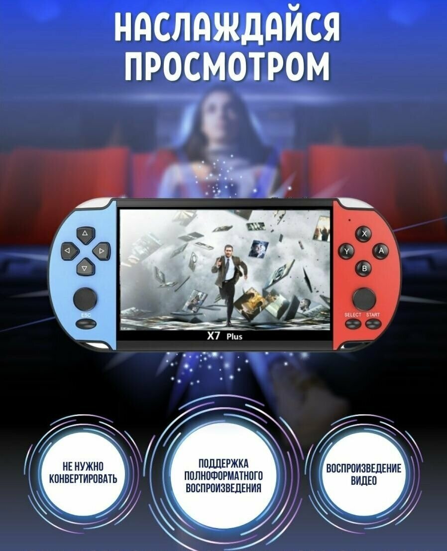 Игровая приставка X7 PLUS, 5.1" HD экран ,1000+ игр ,портативная игровая консоль 8-16-32 бит, Сега ,PS1, Геймбой и др.