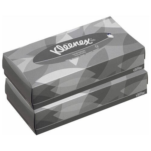 Купить KG8835/2 Набор Бумажные салфетки для лица Kleenex, в серой коробке, 18.6х21.6 см, 100х2 уп