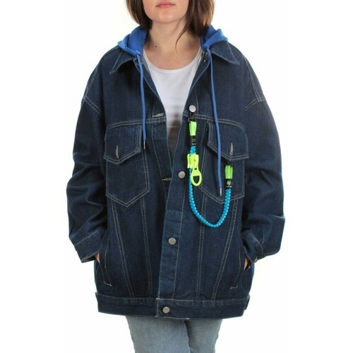 фото Джинсовая куртка , демисезон/лето, средней длины, оверсайз, внутренний карман, карманы, съемный капюшон, размер 56/58, синий не определен