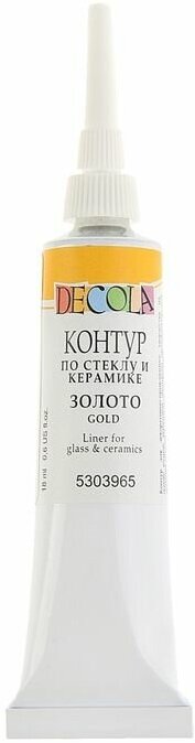 Контур по стеклу и керамике 18 мл, ЗХК Decola Metallic, золото, (5303965)
