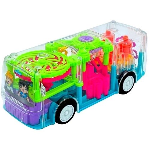 фото Прозрачный автобус со светом и музыкой "gear light bus"/ игрушка автобус/ maxboom