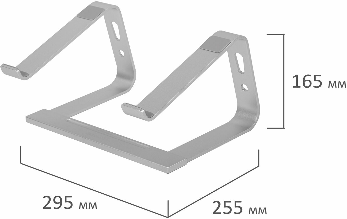 Подставка для ноутбука алюминиевая нескользящая 295х255 Brauberg Solid 513618