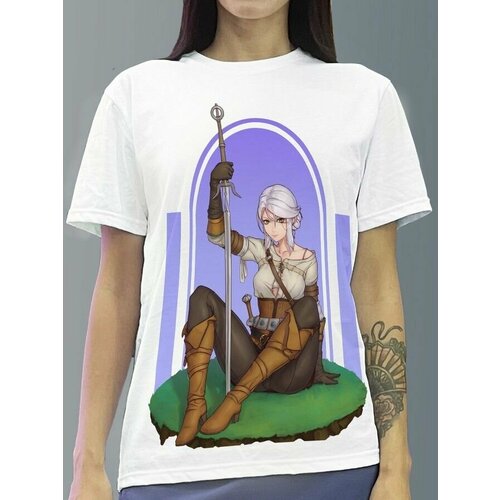 фото Футболка женская белая молочный оттенок из хлопка с dtf принтом игра witcher 3 wild hunt - 190 будь на стиле