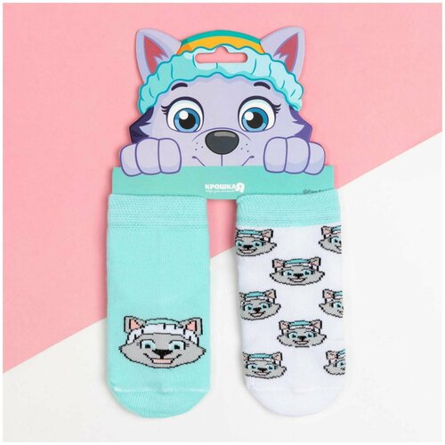 фото Носки kaftan для девочек, 2 пары, размер 14-16, бирюзовый