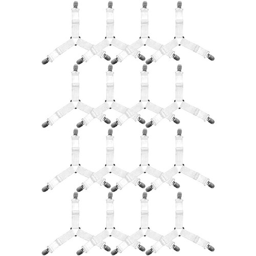 Комплект 4 упаковки по 4 шт держатели для простыни на резинках с 3-мя фиксаторами длина 100-365 мм белый 1228₽