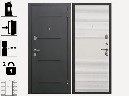 Изображение товара Входная дверь Ferroni Гарда 860R, 7,5 см, Серебро Белый ясень 860R