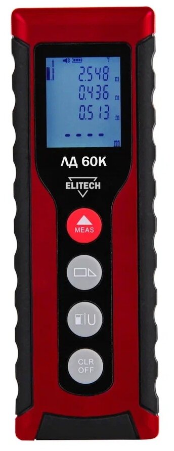 Лазерный дальномер ELITECH ЛД 60К 60 м красный - фотография № 1