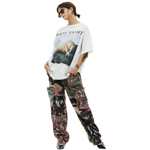 Saint Michael Белая футболка с принтом Hate saint XXL