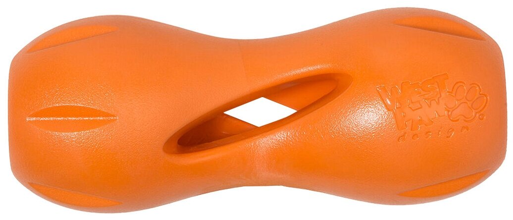 Игрушка Zogoflex гантеля Qwizl для собак под лакомства S 14x6 см оранжевая