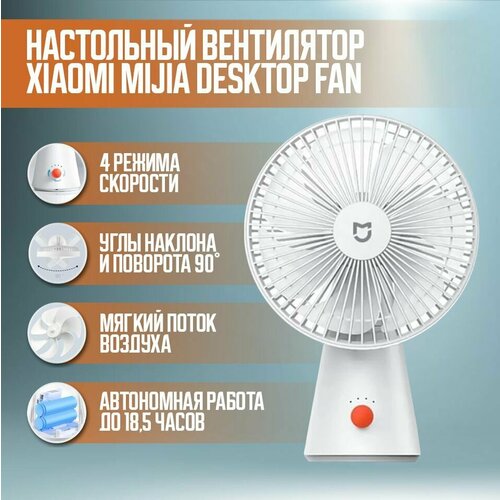 Портативный настольный вентилятор Xiaomi Mijia Desktop Fan 4000mAh (ZMYDFS01DM) белый вентилятор xiaomi bhr6089gl мини перезаряжаемый rechargeable mini fan zmydfs01dm