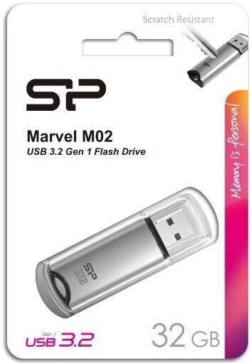 Флеш накопитель 32Gb Silicon Power Marvel M02, USB 3.0, Серебро