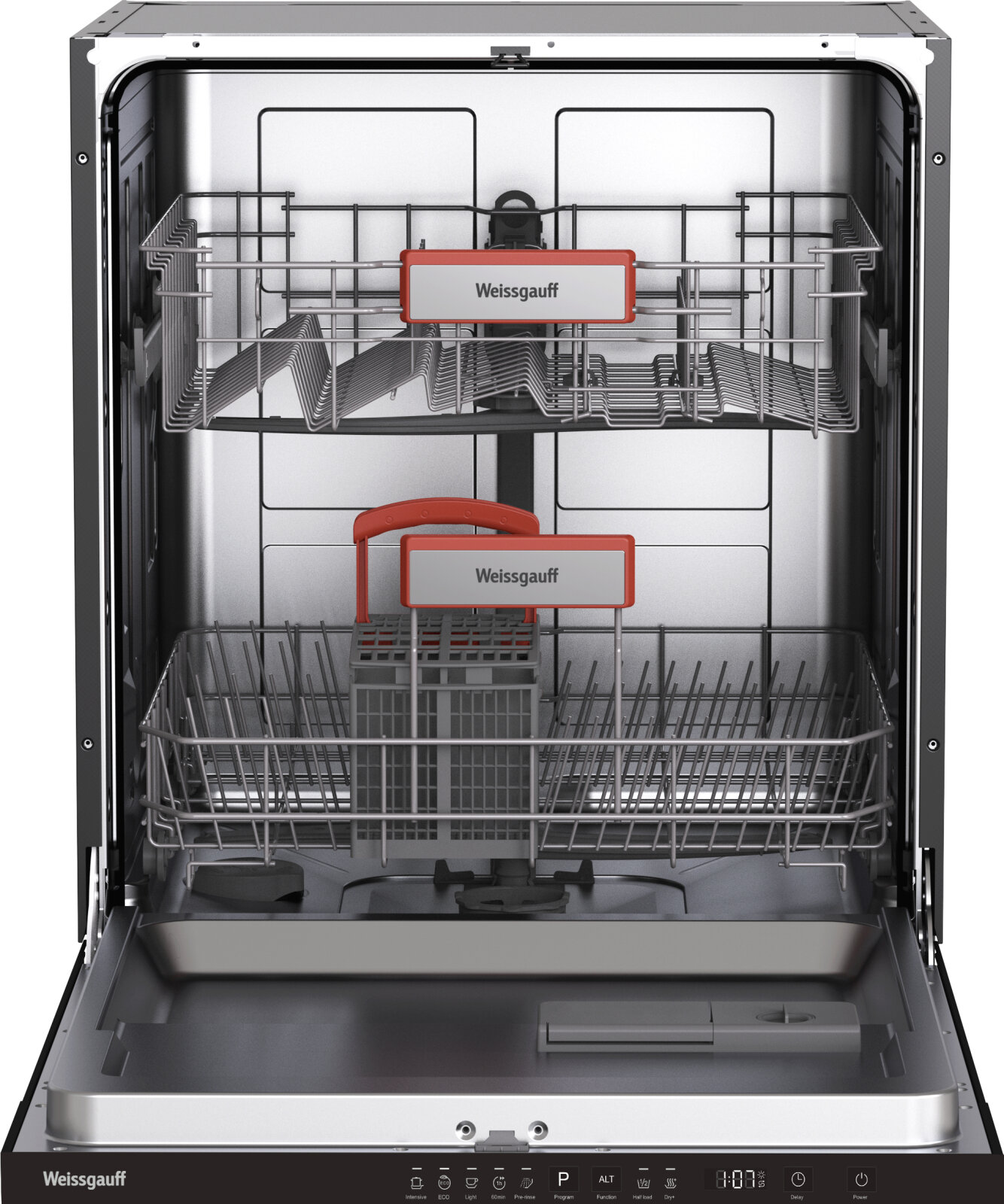 Встраиваемая посудомоечная машина с лучом на полу Weissgauff BDW 6025 D Infolight,3 года гарантии, 12 комплектов посуды, 5 программ, дополнительная сушка, половинная загрузка, дозагрузка посуды, индикаторы соли и ополаскивателя, защита от протечек