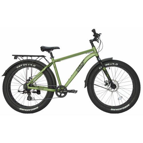 Велосипед 26 фетбайк Tech Team FLEX 19 2024 FATbike зеленый алюминиевая рама 8 скоростей SHIMANO дисковые тормоза для подростка мужской 4724100₽